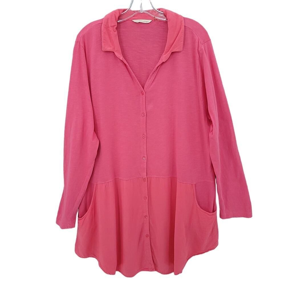 Soft Surroundings Pink Button Down Dress Tunic